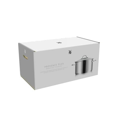 WMF Provence Plus 5-Piece Induction Saucepan Set, Uncoated Cooking Pot Set with Glass Lid, Suitable for All Types of Cookers, Induction Pots Set, without Scale, Polished Cromargan Stainless Steel