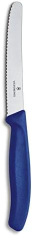 Victorinox Swiss Classic, Tomaten- und Tafelmesser, 6-teilig, Buttermesser, Extra Scharf, Wellenschliff, 11 cm, Rostfreier Stahl, blau