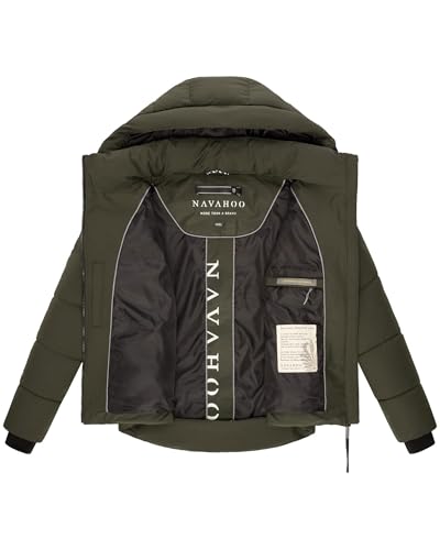 Navahoo Damen Winterjacke (XS-XXL) - Wasserabweisend, hochstehender und gefütterter Kragen, große Kapuze, Steppjacke, Warme Jacke Frauen - N004