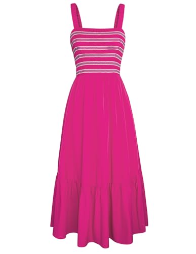 GRACE KARIN Damen Ärmellos Spaghettiträger Freizeitkleid Sommer Langes Strandkleider mit Taschen