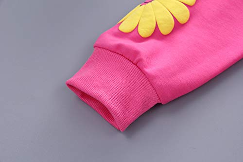 Yao 1-5 Jahre Kleinkind & kleine Mädchen Blumen drucken 3-teilige Sets Reißverschluss Jacke Langarm Rundhals T-Shirt und Hose
