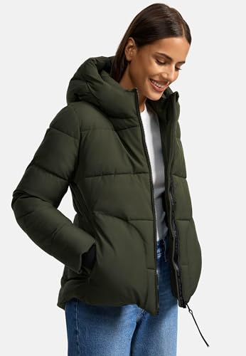 Navahoo Damen Winterjacke (XS-XXL) - Wasserabweisend, hochstehender und gefütterter Kragen, große Kapuze, Steppjacke, Warme Jacke Frauen - N004
