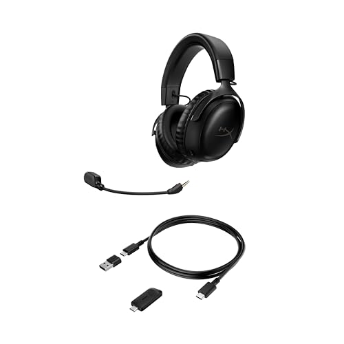 HyperX Cloud III – Kabelgebundenes Gaming-Headset, PC, PS5, Xbox Series X|S, abgewinkelte 53mm-Treiber, DTS, Memory-Schaum, Stabiler Rahmen, ultraklares 10mm-Mikrofon, USB-C, USB-A, 3,5mm, Schwarz