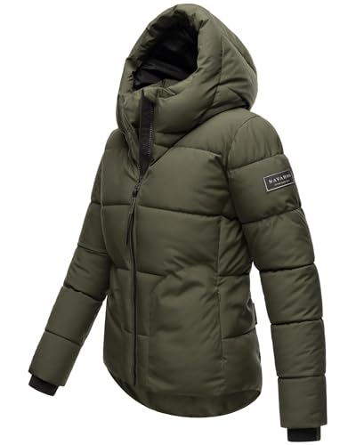 Navahoo Damen Winterjacke (XS-XXL) - Wasserabweisend, hochstehender und gefütterter Kragen, große Kapuze, Steppjacke, Warme Jacke Frauen - N004