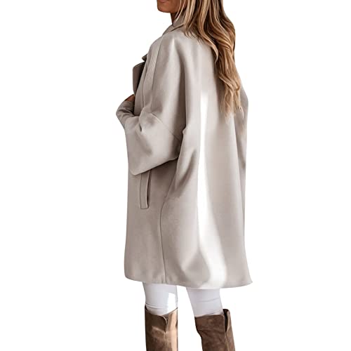 Wintermantel Damen Damen 3/4-Ärmel gekerbter Reverskragen zweireihiger Mantel Winter Wollmischung über Mäntel lange Jacken Damen-Jacken Herbst Cropped Jacke Damen Winter