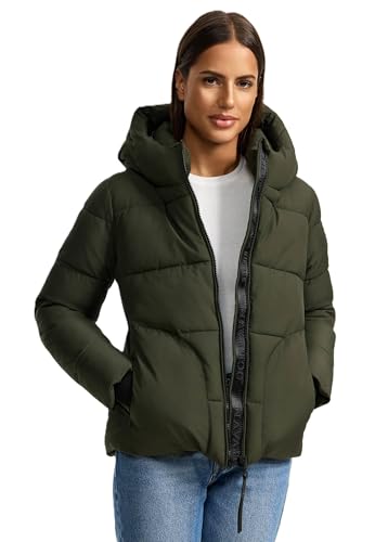 Navahoo Damen Winterjacke (XS-XXL) - Wasserabweisend, hochstehender und gefütterter Kragen, große Kapuze, Steppjacke, Warme Jacke Frauen - N004