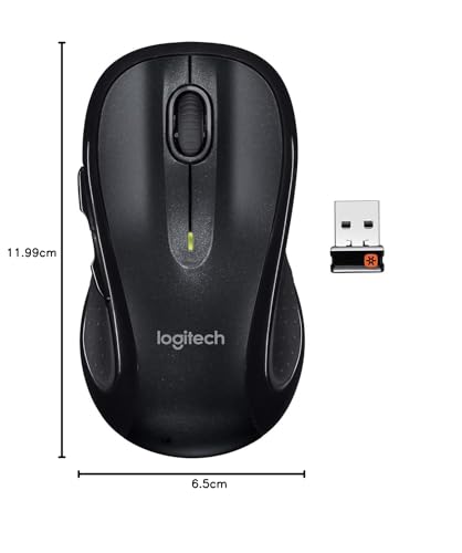 Logitech M510 Kabellose Maus, 2.4 GHz Verbindung via Unifying USB-Empfänger, 1000 DPI Laser-Sensor, 24-Monate Akkulaufzeit, 7 Tasten, PC/Mac - Schwarz