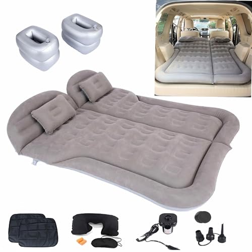 Icelus Auto Matratze SUV Luftmatratze with Luftpumpe 195 * 130 * 15 cm Aufblasbare Camping Kombi Luftbett für Auto Rücksitz Dickere Kofferraum Matratze Bett für Camping Outdoor Traveling