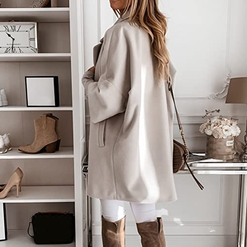 Wintermantel Damen Damen 3/4-Ärmel gekerbter Reverskragen zweireihiger Mantel Winter Wollmischung über Mäntel lange Jacken Damen-Jacken Herbst Cropped Jacke Damen Winter
