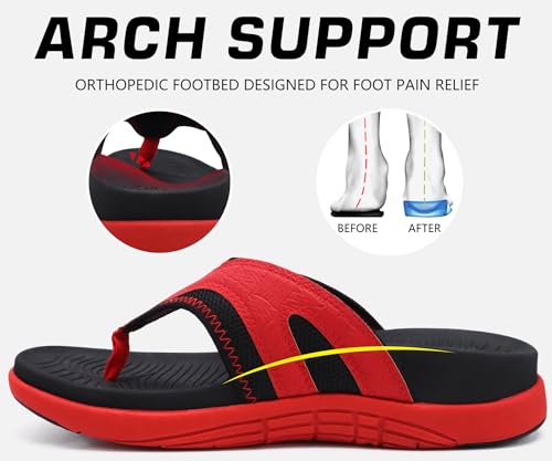 COFACE Sandalen Herren Zehentrenner Weiche Bequeme Flip Flops Arch Support Orthopädische Sommer Leder Sandalen für Herren Badelatschen Outdoor