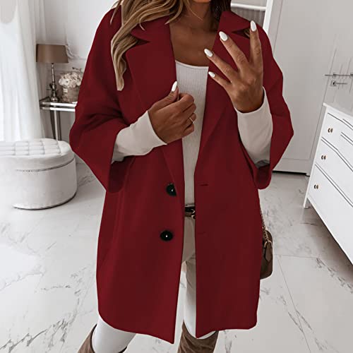 Wintermantel Damen Damen 3/4-Ärmel gekerbter Reverskragen zweireihiger Mantel Winter Wollmischung über Mäntel lange Jacken Damen-Jacken Herbst Cropped Jacke Damen Winter