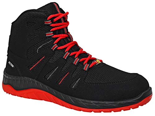 Sicherheitsschuhe ELTEN MADDOX Black-Red Mid S3, Herren, sportlich, leicht, schwarz/rot, Stahlkappe, Halbstiefel