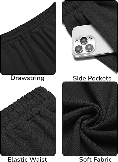 COOFANDY Kurze Hosen Herren Leichte Sommer Shorts Kurze Jogginghose Sporthose Kurz Herrenshorts mit Taschen Sweatshorts Elastische Taille