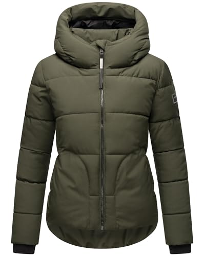 Navahoo Damen Winterjacke (XS-XXL) - Wasserabweisend, hochstehender und gefütterter Kragen, große Kapuze, Steppjacke, Warme Jacke Frauen - N004