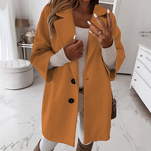 Wintermantel Damen Damen 3/4-Ärmel gekerbter Reverskragen zweireihiger Mantel Winter Wollmischung über Mäntel lange Jacken Damen-Jacken Herbst Cropped Jacke Damen Winter