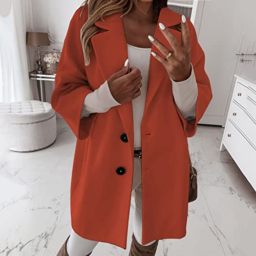 Wintermantel Damen Damen 3/4-Ärmel gekerbter Reverskragen zweireihiger Mantel Winter Wollmischung über Mäntel lange Jacken Damen-Jacken Herbst Cropped Jacke Damen Winter