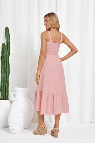 GRACE KARIN Damen Ärmellos Spaghettiträger Freizeitkleid Sommer Langes Strandkleider mit Taschen