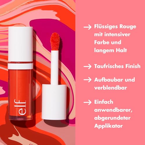 e.l.f. Camo Liquid Blush, Langanhaltendes Flüssiges Rouge Für Hochpigmentierte Farbe, Sorgt Für Ein Weiches, Taufrisches Finish, Vegan & Tierversuchsfrei, Dusty Rosé