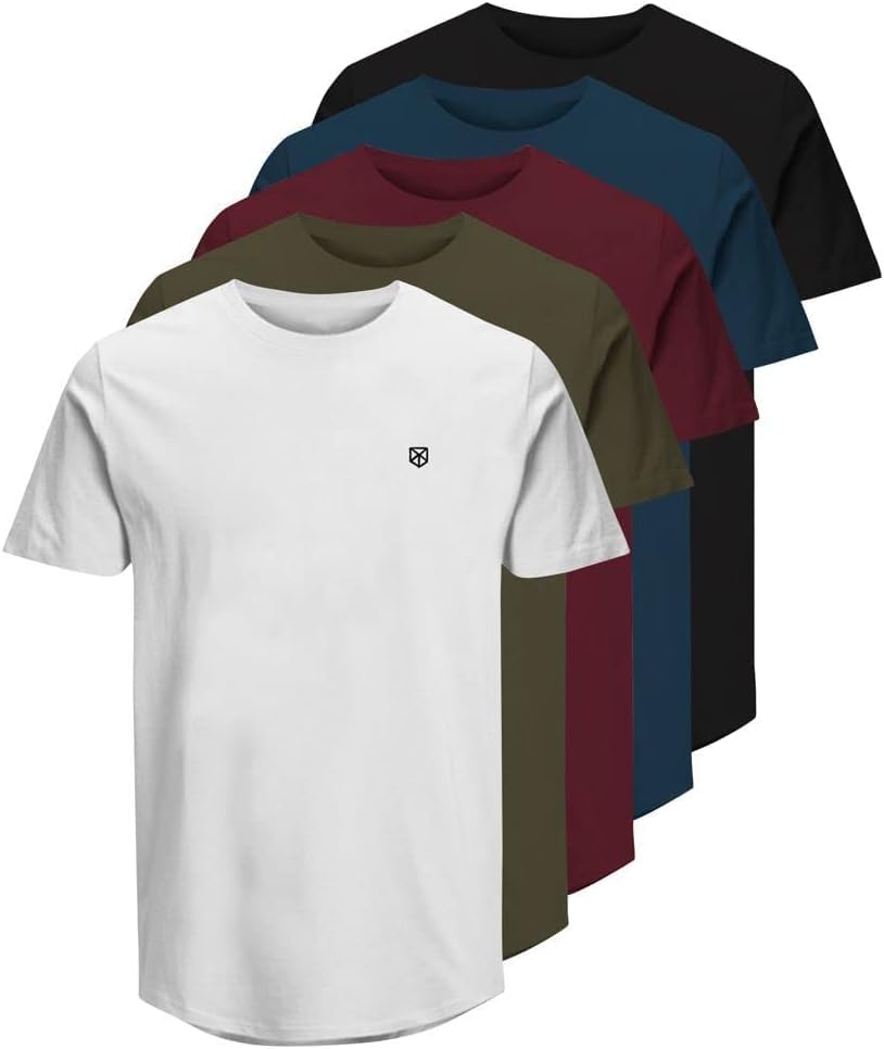 JACK & JONES Herren Rundhals T-Shirt JPRBLABRODY - Regular Fit 5er Pack XS S M L XL XXL 100% Baumwolle