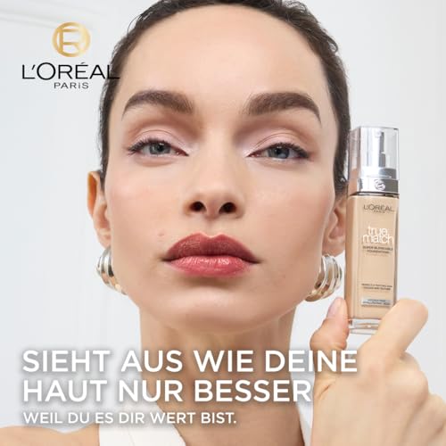 L'Oréal Paris Make up, Flüssige Foundation mit Hyaluron und Aloe Vera, True Match Make-Up, Nr. 5.N Sand, 30 ml