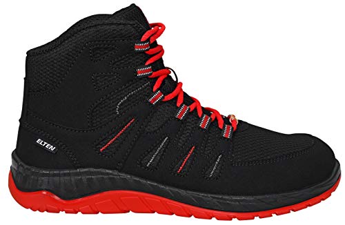 Sicherheitsschuhe ELTEN MADDOX Black-Red Mid S3, Herren, sportlich, leicht, schwarz/rot, Stahlkappe, Halbstiefel