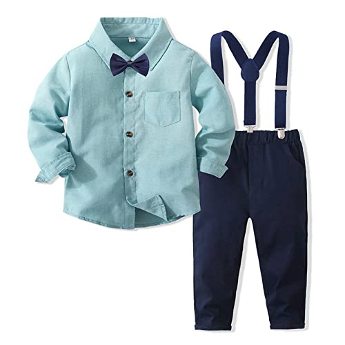 Volunboy Baby Jungen Anzug Set Bekleidung Hemd mit Fliege + Hosenträger Hosen Strampler Anzug