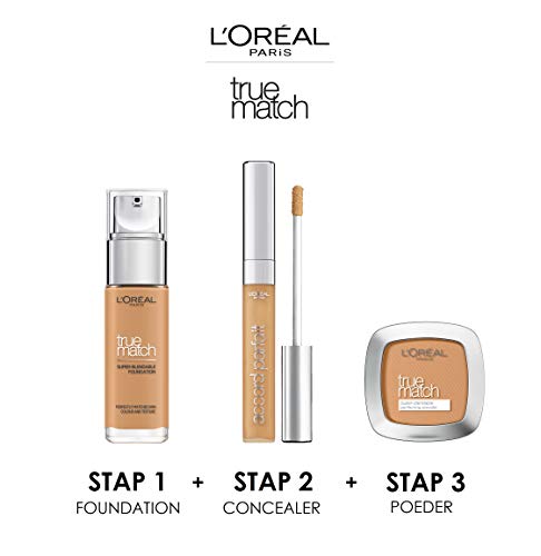 L'Oréal Paris Make up, Flüssige Foundation mit Hyaluron und Aloe Vera, Perfect Match Make-Up, 3.N Creamy Beige, 30 ml