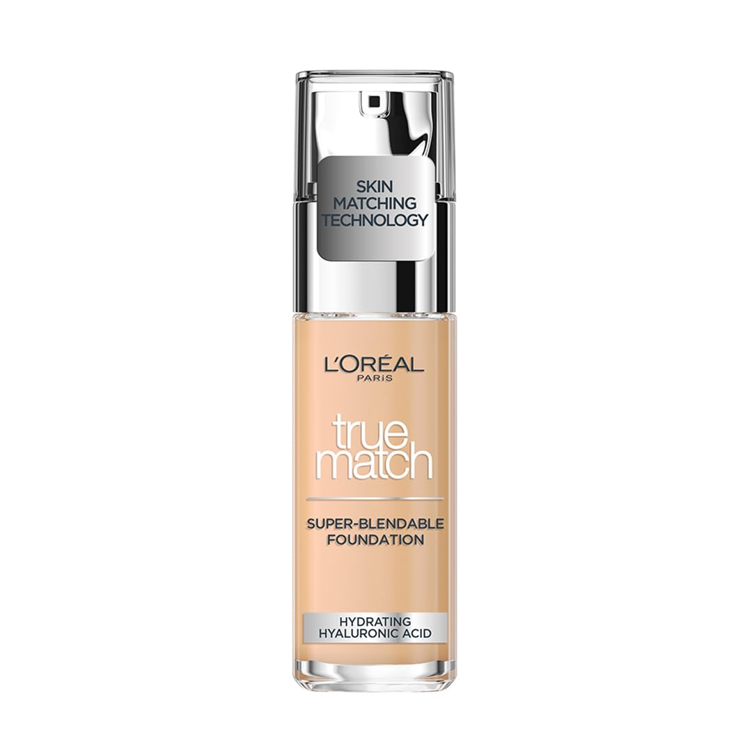 L'Oréal Paris Make up, Flüssige Foundation mit Hyaluron und Aloe Vera, True Match Make-Up, Nr. 5.N Sand, 30 ml