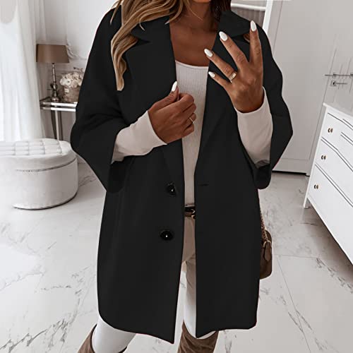 Wintermantel Damen Damen 3/4-Ärmel gekerbter Reverskragen zweireihiger Mantel Winter Wollmischung über Mäntel lange Jacken Damen-Jacken Herbst Cropped Jacke Damen Winter