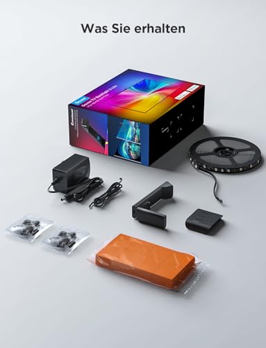 Govee TV Hintergrundbeleuchtung 3 Lite mit Fish-Eye Korrektur Funktion, Sync für 55-65 Zoll TVs, 3,6M RGBICW WiFi TV LED Strip mit Kamera, 4 Farben in 1 Lampenperle, Sprach- & APP-Steuerung