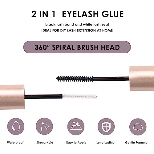 Wimpern Extensions 120 Büschel DIY Lash Extension Set Einzelne Wimpern mit Wimpernkleber und Pinzette für Anfänger Wimpernverlängerung zu Hause Individual Lashes 10-16mm C/D Curl - OP01