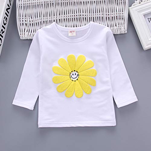 Yao 1-5 Jahre Kleinkind & kleine Mädchen Blumen drucken 3-teilige Sets Reißverschluss Jacke Langarm Rundhals T-Shirt und Hose
