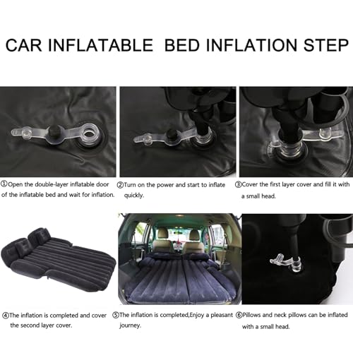Icelus Auto Matratze SUV Luftmatratze with Luftpumpe 195 * 130 * 15 cm Aufblasbare Camping Kombi Luftbett für Auto Rücksitz Dickere Kofferraum Matratze Bett für Camping Outdoor Traveling