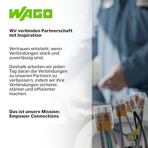 WAGO Verbindungsklemmen 221-413 | 3 Leiter, bis 4 mm², 50 Stück, COMPACT Kabelverbinder mit Hebel für alle Leiterarten weltweit, bestätigte Anwendungssicherheit