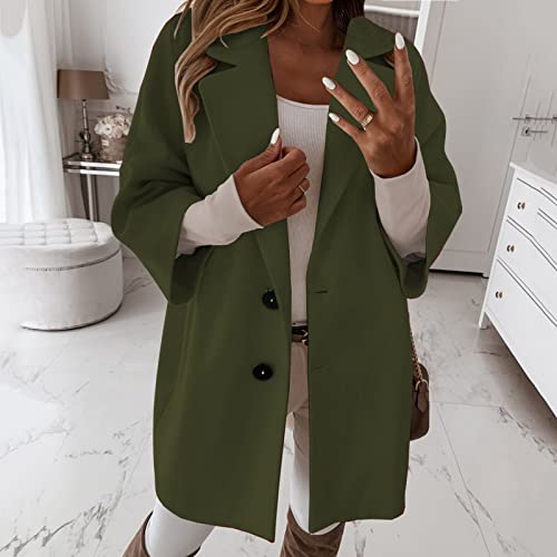 Wintermantel Damen Damen 3/4-Ärmel gekerbter Reverskragen zweireihiger Mantel Winter Wollmischung über Mäntel lange Jacken Damen-Jacken Herbst Cropped Jacke Damen Winter