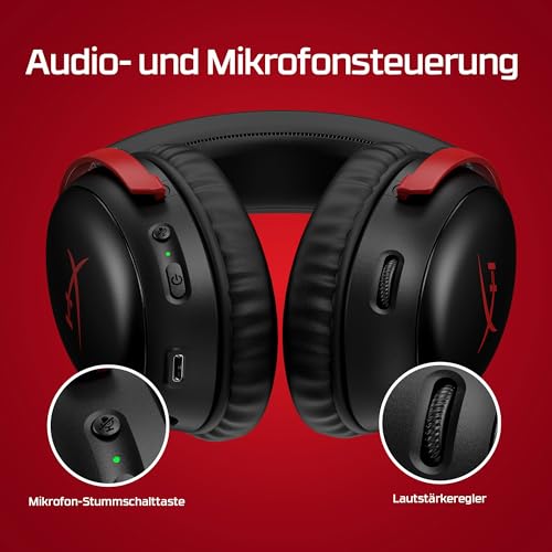 HyperX Cloud III – Kabelgebundenes Gaming-Headset, PC, PS5, Xbox Series X|S, abgewinkelte 53mm-Treiber, DTS, Memory-Schaum, Stabiler Rahmen, ultraklares 10mm-Mikrofon, USB-C, USB-A, 3,5mm, Schwarz