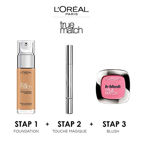 L'Oréal Paris Make up, Flüssige Foundation mit Hyaluron und Aloe Vera, Perfect Match Make-Up, 3.N Creamy Beige, 30 ml