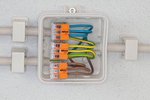 WAGO Verbindungsklemmen 221-413 | 3 Leiter, bis 4 mm², 50 Stück, COMPACT Kabelverbinder mit Hebel für alle Leiterarten weltweit, bestätigte Anwendungssicherheit