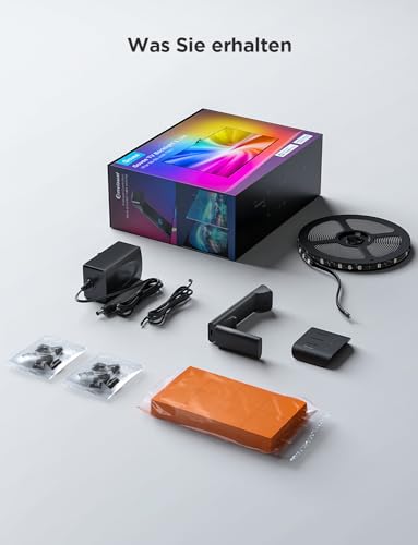 Govee TV Hintergrundbeleuchtung 3 Lite mit Fish-Eye Korrektur Funktion, Sync für 55-65 Zoll TVs, 3,6M RGBICW WiFi TV LED Strip mit Kamera, 4 Farben in 1 Lampenperle, Sprach- & APP-Steuerung