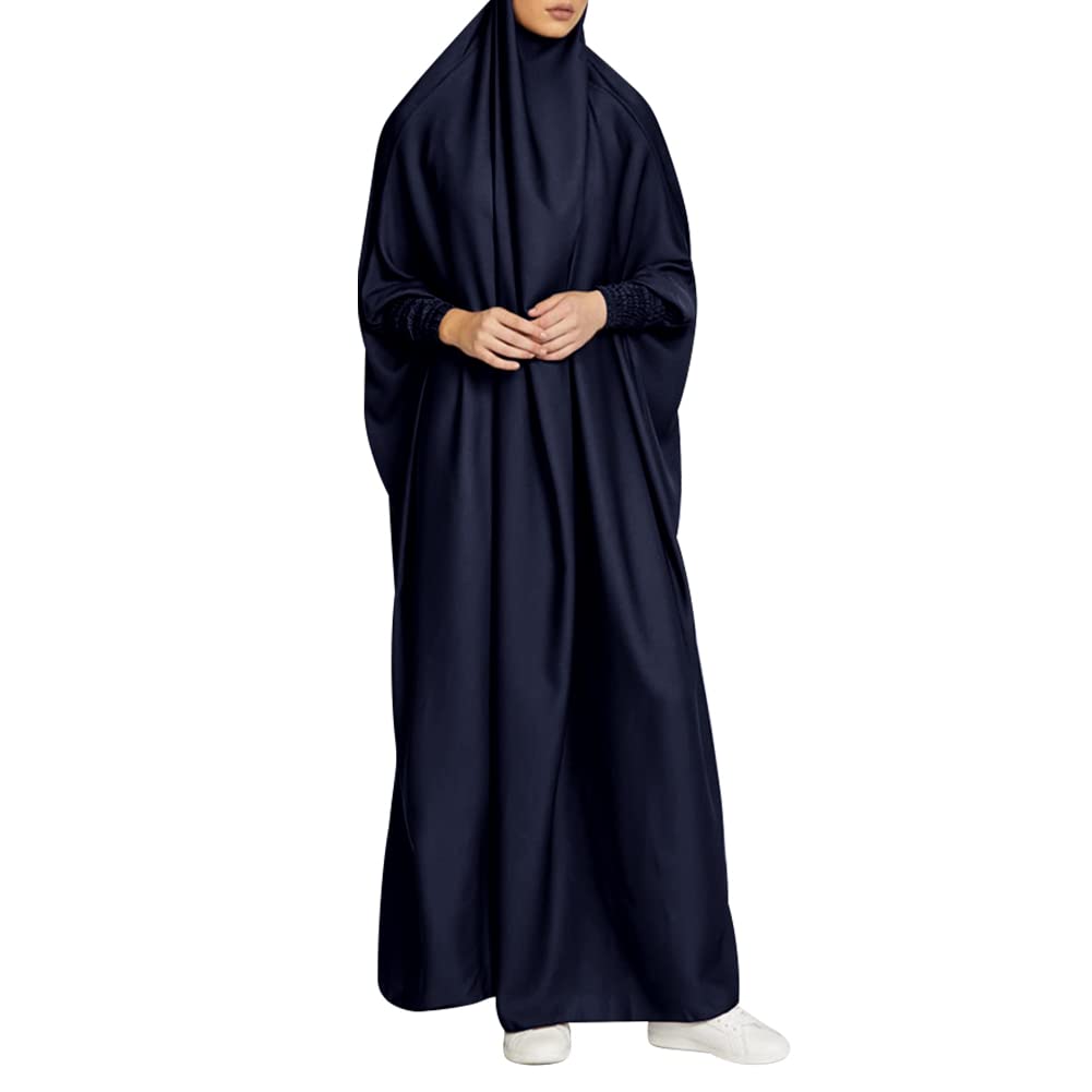 OBEEII Damen Hijab Muslimisch Kleid Einfarbig Dubai Islamische Türkisches Katfan Muslimische Robe