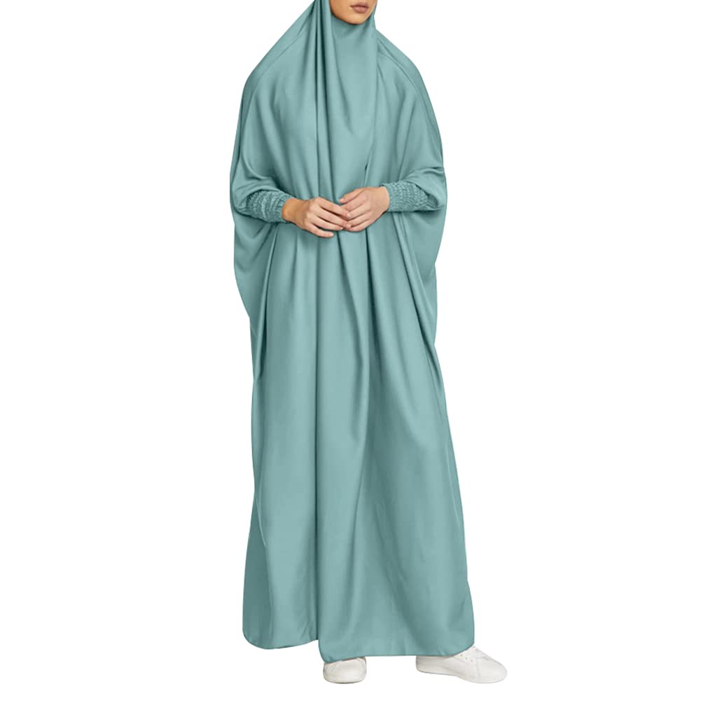 OBEEII Damen Hijab Muslimisch Kleid Einfarbig Dubai Islamische Türkisches Katfan Muslimische Robe