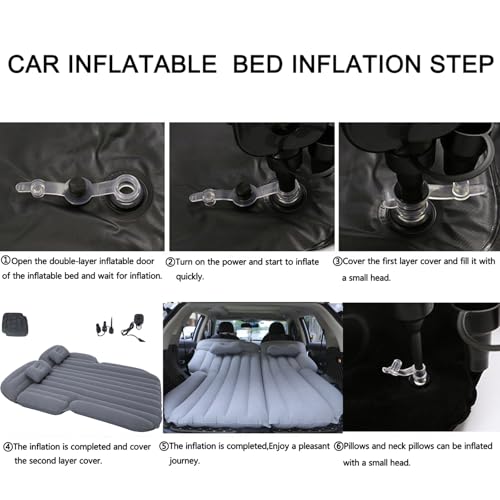 Icelus Auto Matratze SUV Luftmatratze with Luftpumpe 195 * 130 * 15 cm Aufblasbare Camping Kombi Luftbett für Auto Rücksitz Dickere Kofferraum Matratze Bett für Camping Outdoor Traveling