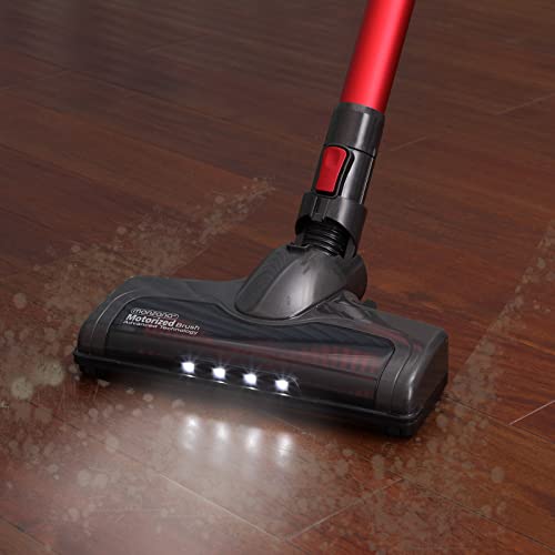 Monzana® Akku Staubsauger Kabellos Schnellladefunktion Beutellos 40min Handstaubsauger Stabstaubsauger Teppich Tierhaare Auto HEPA Filter Rot