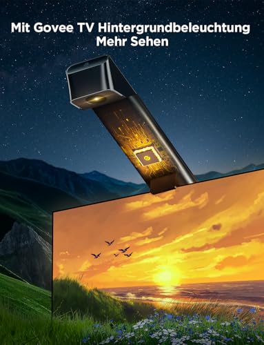Govee TV Hintergrundbeleuchtung 3 Lite mit Fish-Eye Korrektur Funktion, Sync für 55-65 Zoll TVs, 3,6M RGBICW WiFi TV LED Strip mit Kamera, 4 Farben in 1 Lampenperle, Sprach- & APP-Steuerung