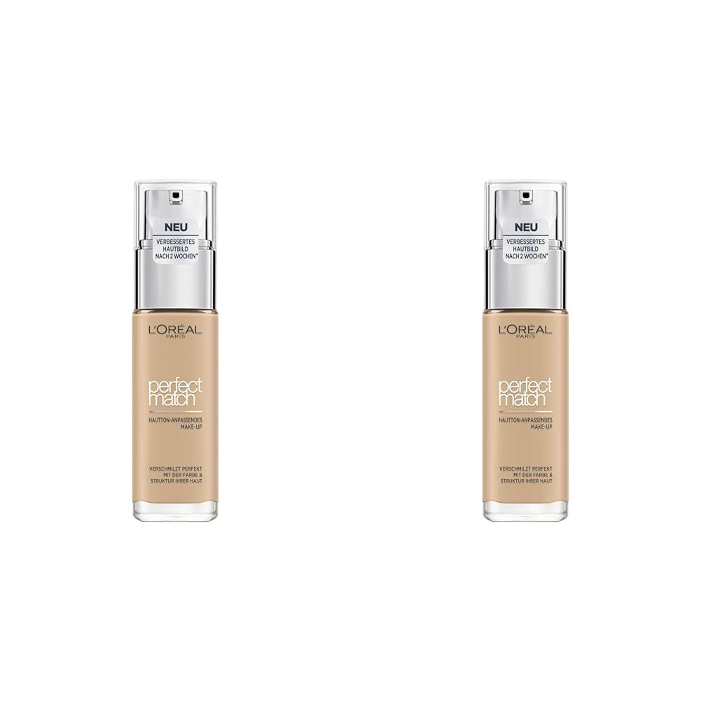 L'Oréal Paris Make up, Flüssige Foundation mit Hyaluron und Aloe Vera, Perfect Match Make-Up, 3.N Creamy Beige, 30 ml