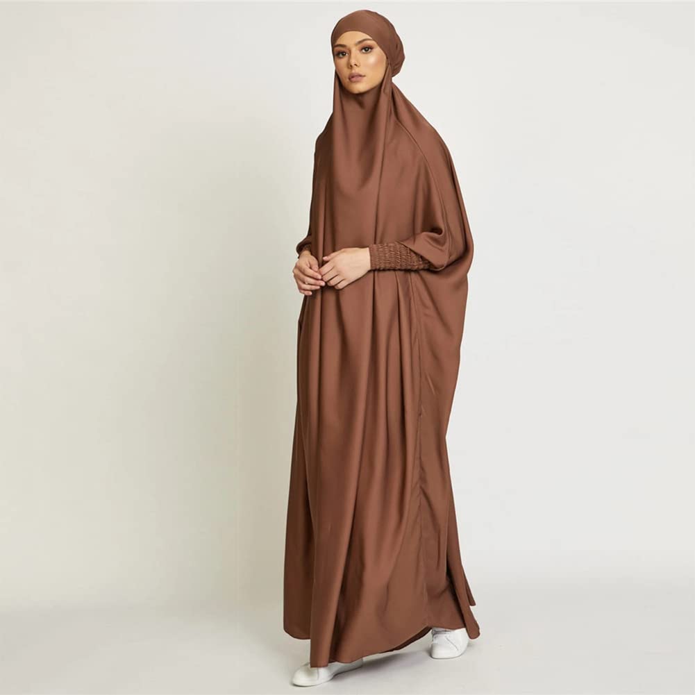 OBEEII Damen Hijab Muslimisch Kleid Einfarbig Dubai Islamische Türkisches Katfan Muslimische Robe