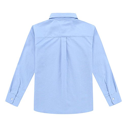 BIENZOE Jungen Schuluniform Lange ?rmel Knopf unten Oxford Hemd