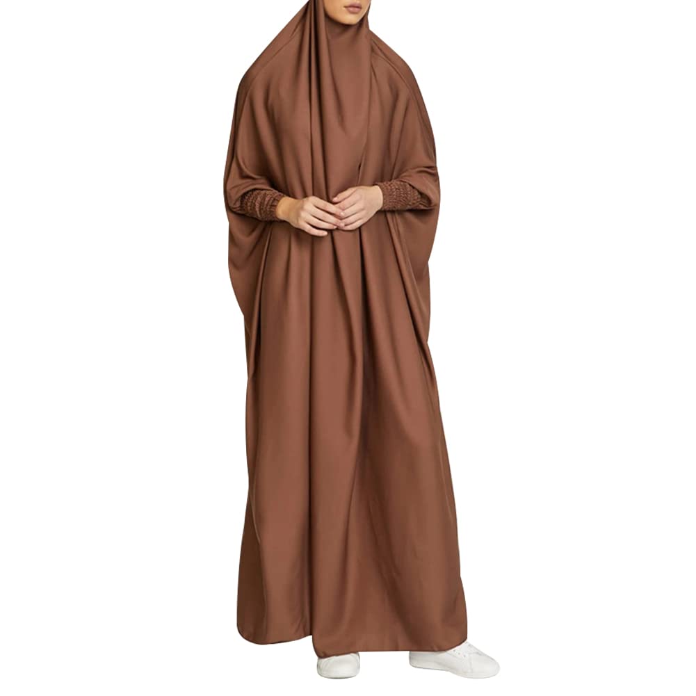OBEEII Damen Hijab Muslimisch Kleid Einfarbig Dubai Islamische Türkisches Katfan Muslimische Robe