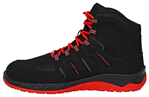 Sicherheitsschuhe ELTEN MADDOX Black-Red Mid S3, Herren, sportlich, leicht, schwarz/rot, Stahlkappe, Halbstiefel