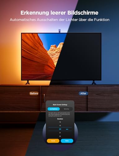 Govee TV Hintergrundbeleuchtung 3 Lite mit Fish-Eye Korrektur Funktion, Sync für 55-65 Zoll TVs, 3,6M RGBICW WiFi TV LED Strip mit Kamera, 4 Farben in 1 Lampenperle, Sprach- & APP-Steuerung